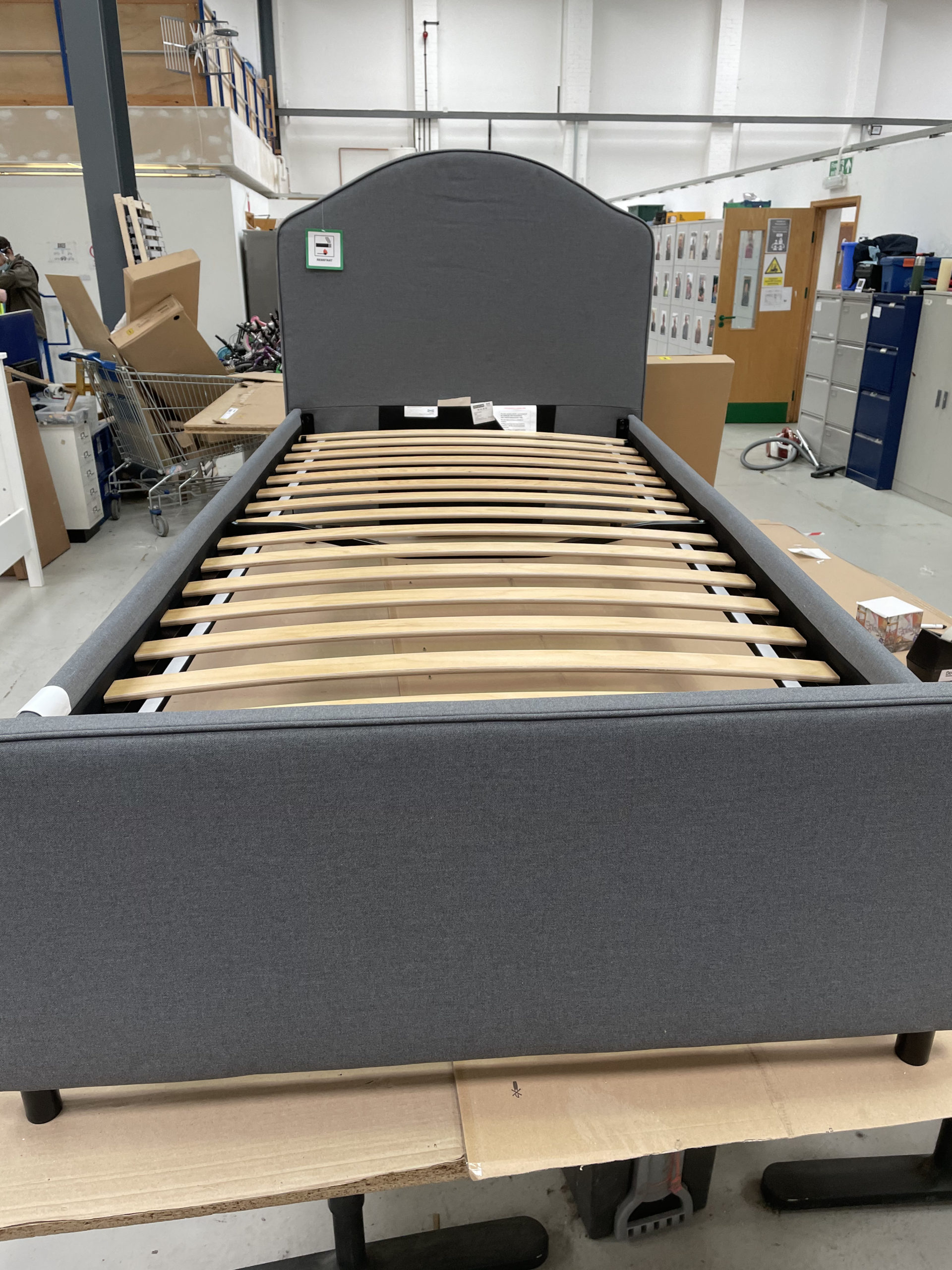 NEW SINGLE UPHOLSTERED BED FRAME VISSLE GREY The Newbury